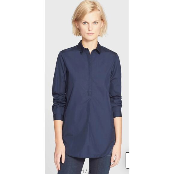 AYR Tops - AYR Popover Collard Tunic - Navy - Small